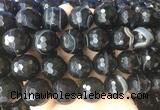 LSBS721 15 inches 20mm faceted round banded black agate gemstone beads wholesale