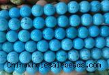 LSBS731 15 inches 14mm round howlite turquoise gemstone beads wholesale