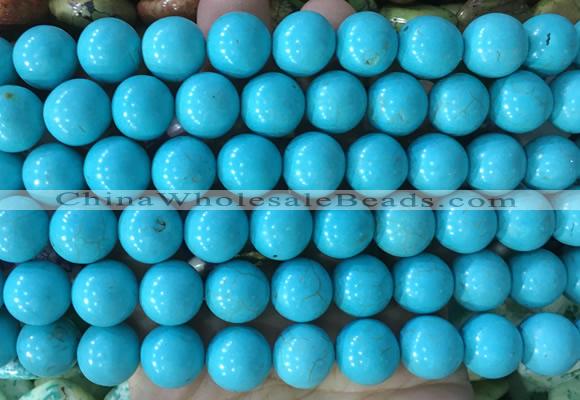 LSBS732 15 inches 14mm round howlite turquoise gemstone beads wholesale