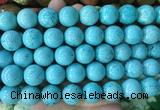 LSBS750 15 inches 16mm round howlite turquoise gemstone beads wholesale