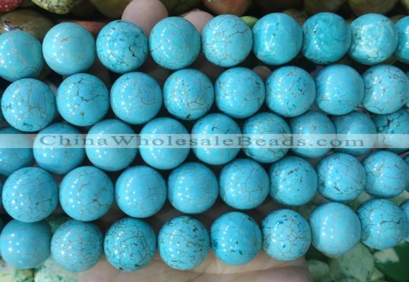 LSBS750 15 inches 16mm round howlite turquoise gemstone beads wholesale