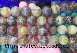 LSBS77 15 inches 16mm round yellow dragon veins agate beads wholesale