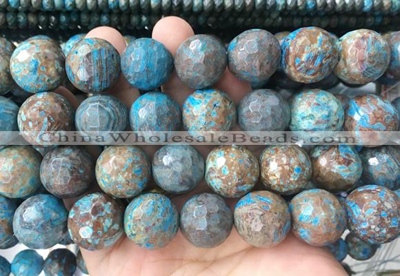 LSBS848 15 inches 18mm faceted round patterned agate gemstone beads wholesale