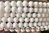 LSBS880 15 inches 14mm round white porcelain gemstone beads wholesale