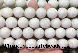 LSBS882 15 inches 18mm round white fossil jasper gemstone beads wholesale