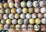 LSBS899 15 inches 16mm round yellow crazy lace agate gemstone beads wholesale