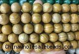 LSBS915 15 inches 16mm round yellow wooden jasper gemstone beads wholesale