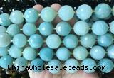 LSBS947 15 inches 16mm faceted round Amazonite gemstone beads wholesale