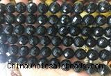 LSBS953 15 inches 14mm faceted round black agate gemstone beads wholesale