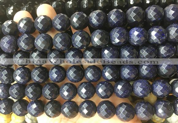 LSBS955 15 inches 14mm faceted round blue sandstone gemstone beads wholesale