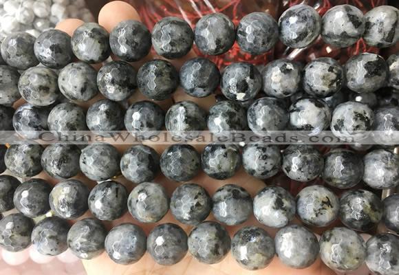 LSBS956 15 inches 14mm faceted round black labradorite gemstone beads wholesale