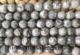 LSBS969 15 inches 14mm faceted round grey picture jasper gemstone beads wholesale