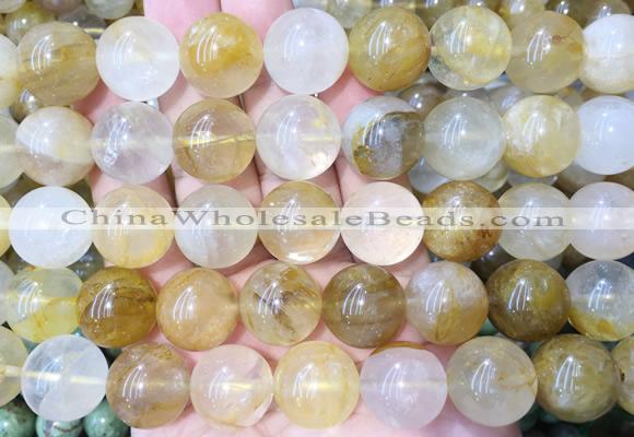 LSBS97 15 inches 16mm round yellow gum flower crystal beads wholesale