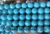 LSBS978 15 inches 16mm faceted round synthetic turquoise gemstone beads wholesale