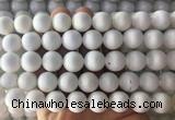 LSBS996 15 inches 14mm round white agate gemstone beads wholesale