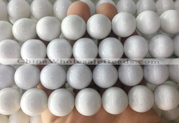 LSBS998 15 inches 18mm round white agate gemstone beads wholesale