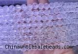 NCBS05 15 inches 8mm carved rose flower white crystal beads wholesale