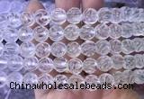 NCBS07 15 inches 12mm carved rose flower white crystal beads wholesale