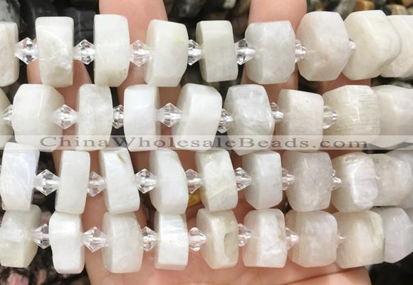 NGBS234 15 inches 10*14mm - 12*16mm faceted nuggets white moonstone beads