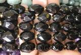 NGBS247 15 inches 8*12mm - 12*16mm faceted nuggets black tourmaline beads