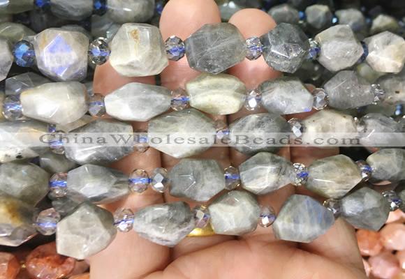 NGBS250 15 inches 8*12mm - 12*16mm faceted nuggets labradorite beads