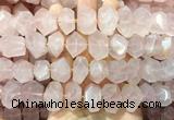 NGBS263 15 inches 13*18mm - 15*20mm faceted nuggets rose quartz gemstone beads