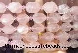 NGBS264 15 inches 13*18mm - 15*20mm faceted nuggets rose quartz gemstone beads