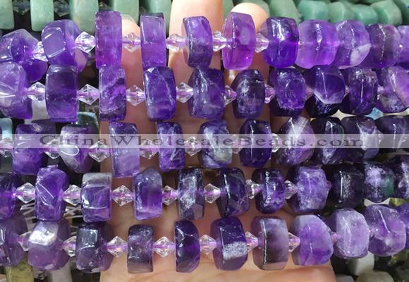 NGBS267 15 inches 10*14mm - 12*16mm faceted nuggets amethyst gemstone beads