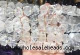NGBS275 15 inches 10*14mm - 12*16mm faceted nuggets white crystal beads wholesale