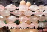 NGBS362 15 inches 13*18mm - 15*20mm faceted nuggets rose quartz beads wholesale