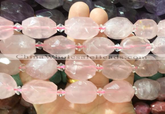 NGBS362 15 inches 13*18mm - 15*20mm faceted nuggets rose quartz beads wholesale