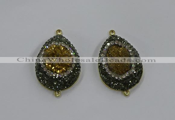 NGC1100 25*35mm teardrop druzy agate connectors wholesale