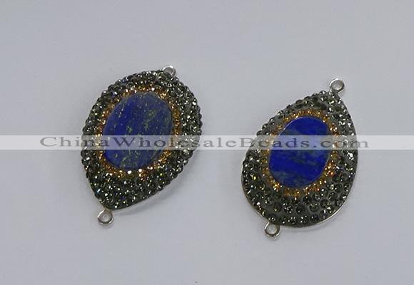 NGC1161 25*35mm teardrop lapis lazuli gemstone connectors wholesale