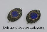 NGC1164 25*35mm oval lapis lazuli gemstone connectors wholesale