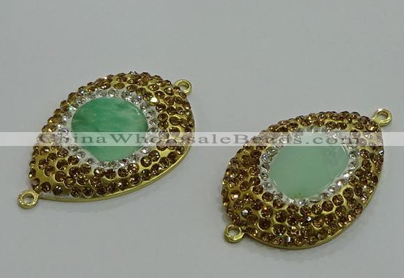 NGC1169 25*35mm teardrop Australia chrysoprase connectors wholesale