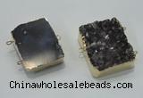 NGC120 30*40mm - 35*45mm rectangle druzy amethyst connectors