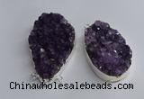 NGC1321 35*50mm - 40*60mm freeform druzy amethyst connectors