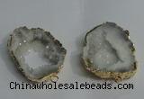 NGC136 30*40mm - 35*45mm freeform plated druzy agate connectors