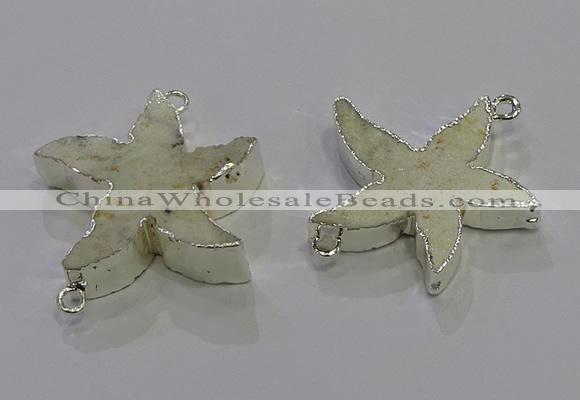 NGC1455 28mm - 30mm starfish fossil coral connectors wholesale