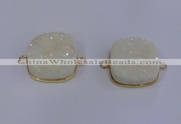 NGC1500 25*25mm square druzy quartz gemstone connectors wholesale