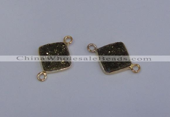 NGC1530 12*12mm diamond druzy quartz gemstone connectors wholesale