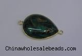 NGC1550 22*30mm teardrop malachite & pyrite gemstone connectors