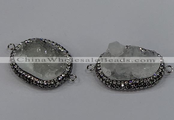 NGC1630 20*25mm - 22*30mm freeform druzy quartz connectors