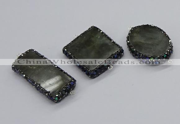 NGC1746 22*50mm - 30*40mm freeform labradorite connectors