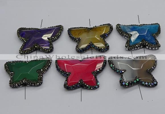 NGC1750 35*45mm - 35*50mm butterfly agate gemstone connectors