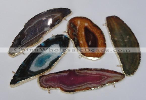 NGC176 35*70mm - 40*80mm freeform plated druzy agate connectors