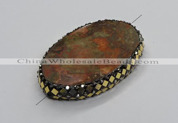 NGC1761 40*60mm oval ocean agate connectors wholesale