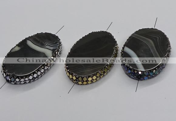 NGC1783 35*55mm oval agate gemstone connectors wholesale