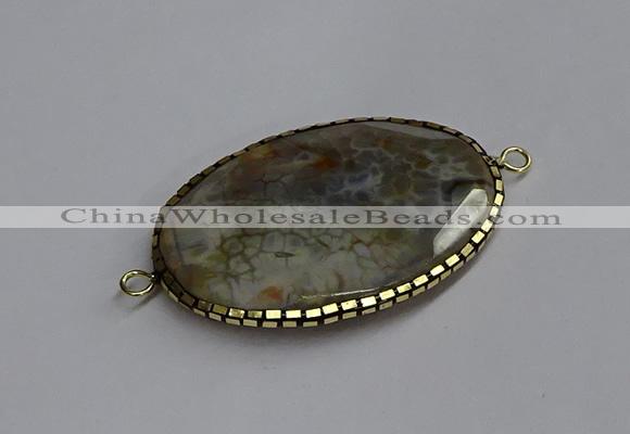 NGC1826 35*50mm oval agate gemstone connectors wholesale