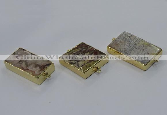 NGC1847 20*40mm - 30*45mm rectangle crazy lace agate connectors